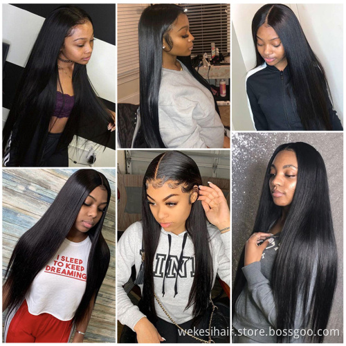 150% 180% 200% Wholesale 4x4 Lace Closure Wig Vendors 100% Aligned Cuticle Wig 4x4 Closure Natural Straight Human Hair Wigs